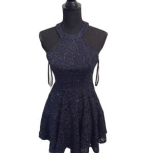 B. Smart Halter Neck Prom Dress Party Lace Cocktail Formal Sparkle Size 5
